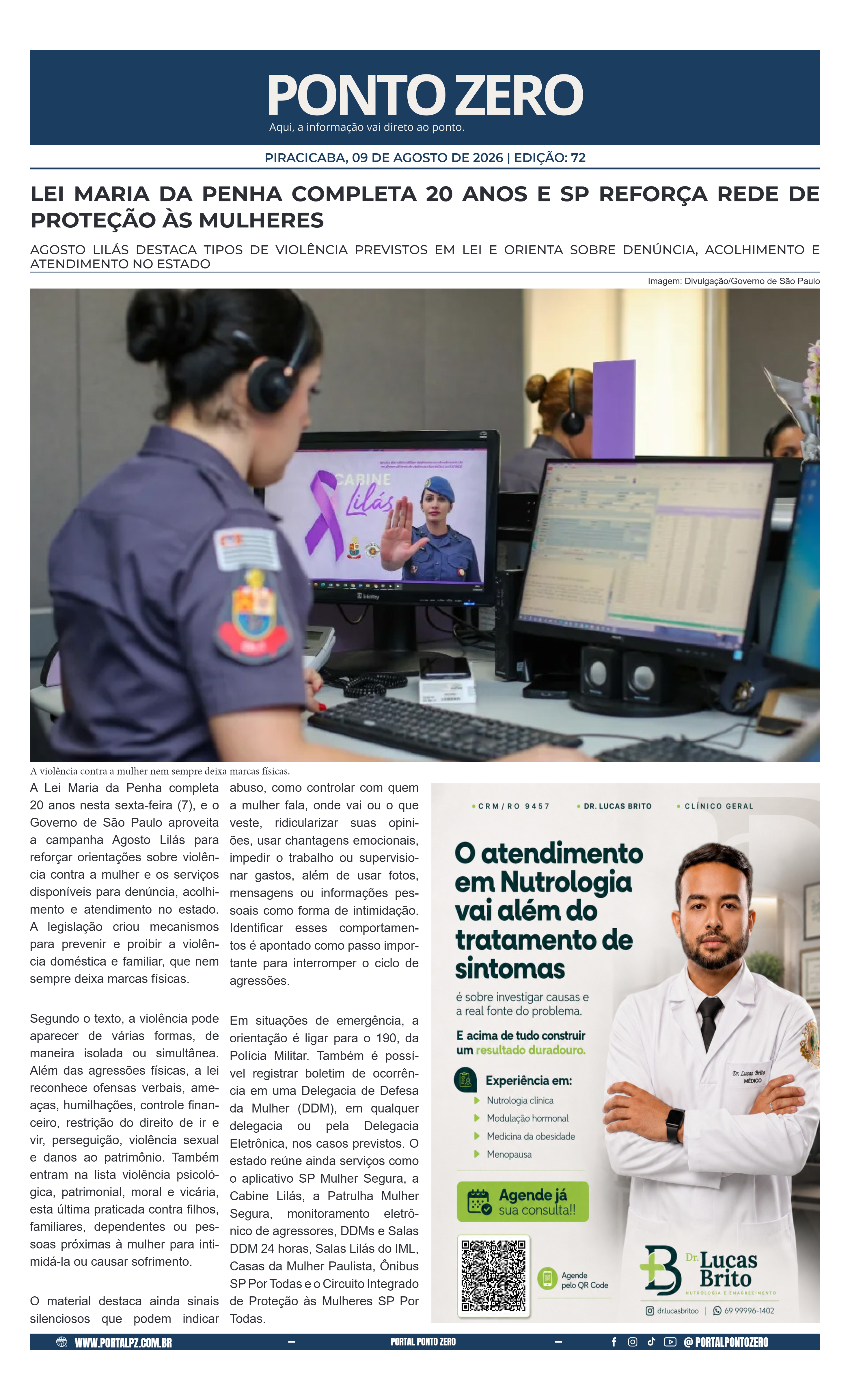 Capa de JornalPontoZero - Ed. 72 -09-08-2026