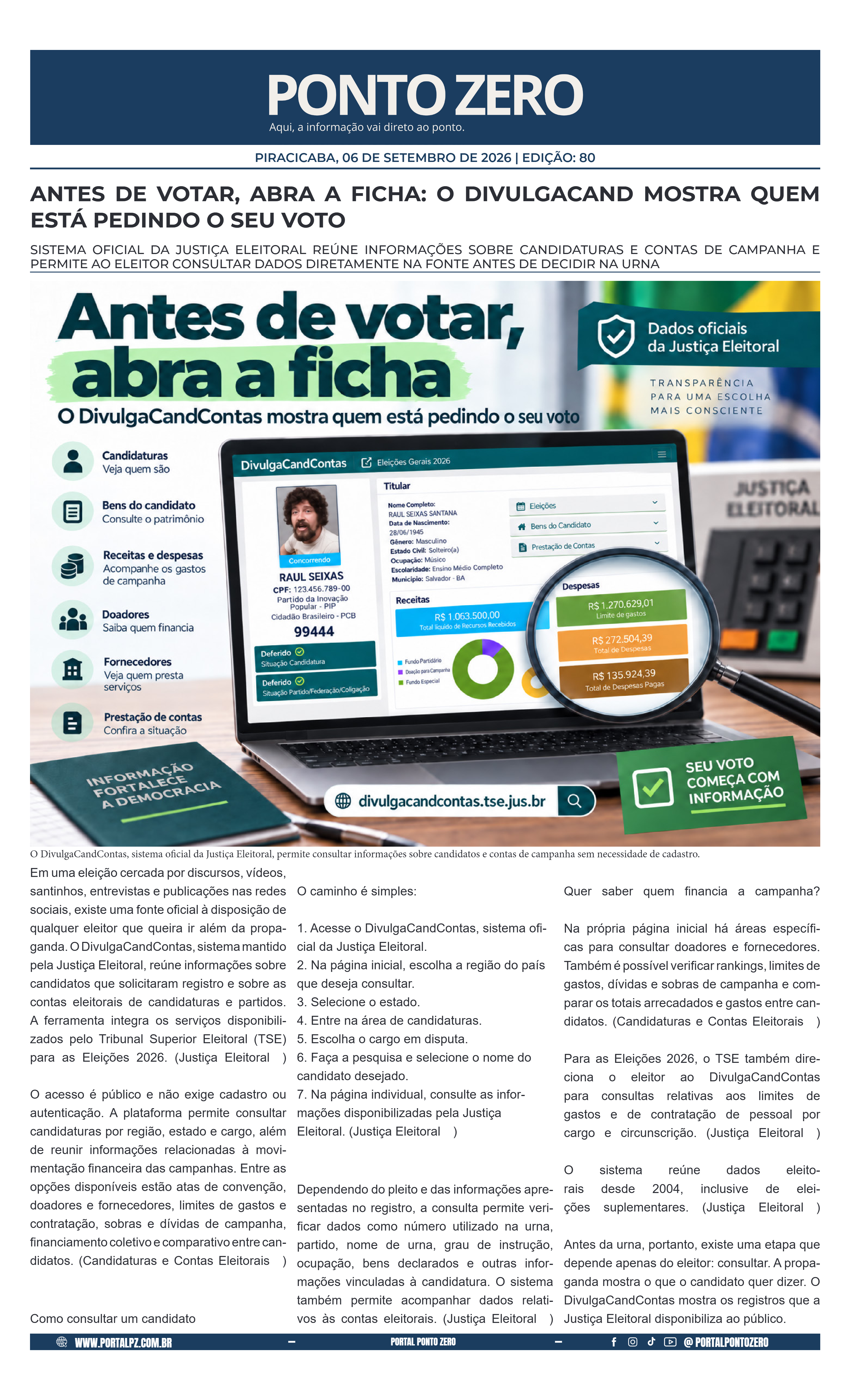 Capa de JornalPontoZero - Ed. 80 -06-09-2026