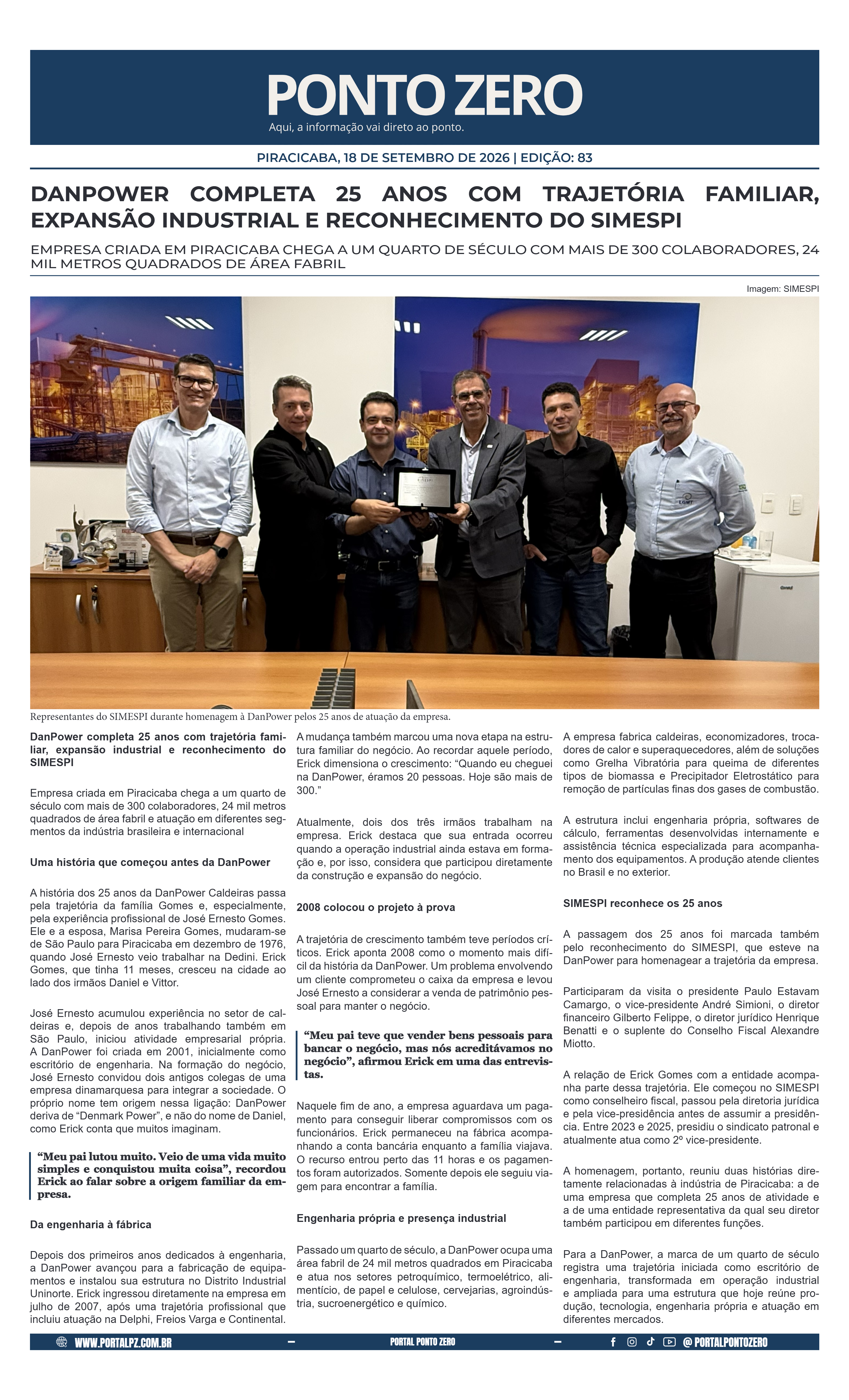 Capa de JornalPontoZero - Ed. 83 - 18-09-2026