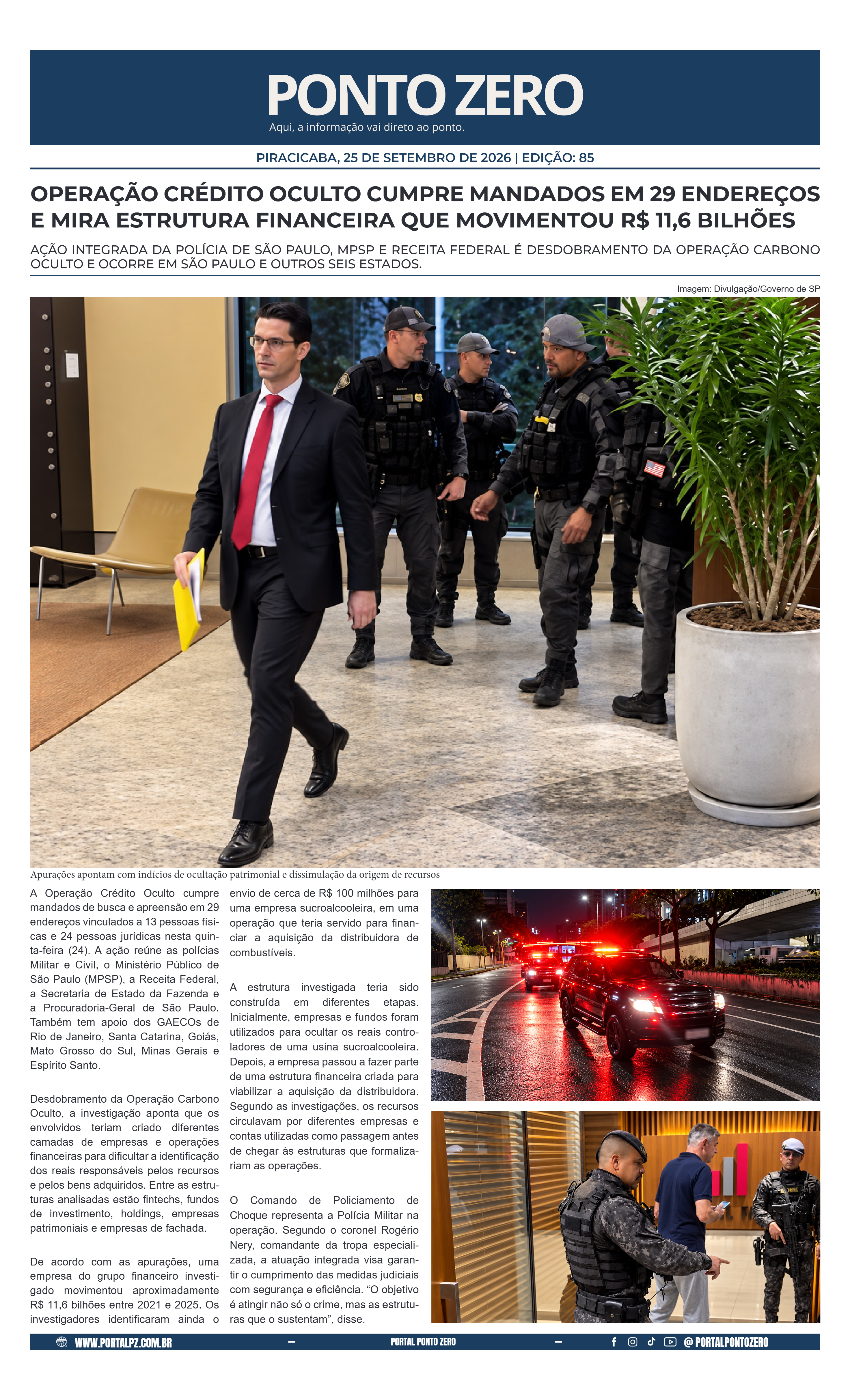 Capa de JornalPontoZero - Ed. 85 - 25-09-2026