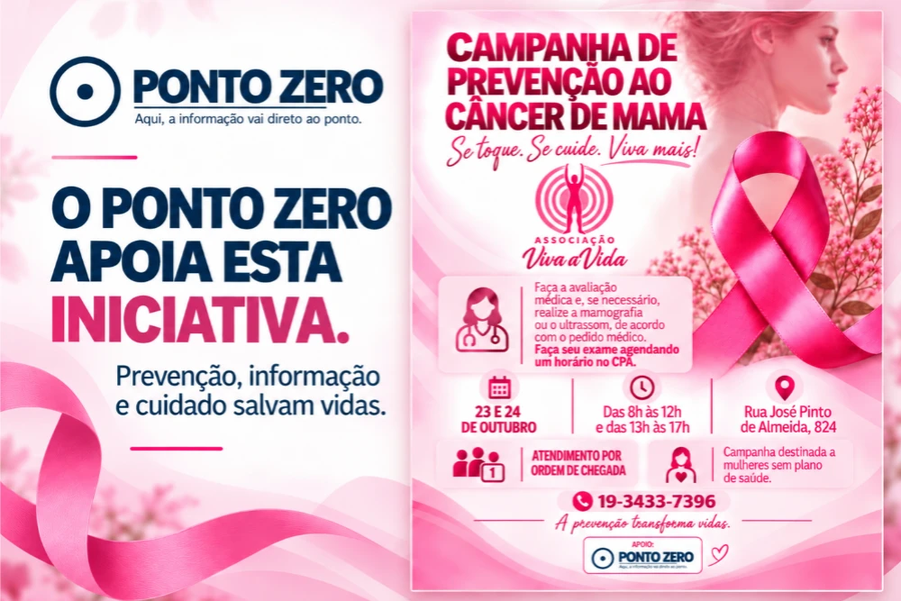 Viva a Vida realiza campanha de prevenção ao câncer de mama em Piracicaba nos dias 23 e 24 de outubro